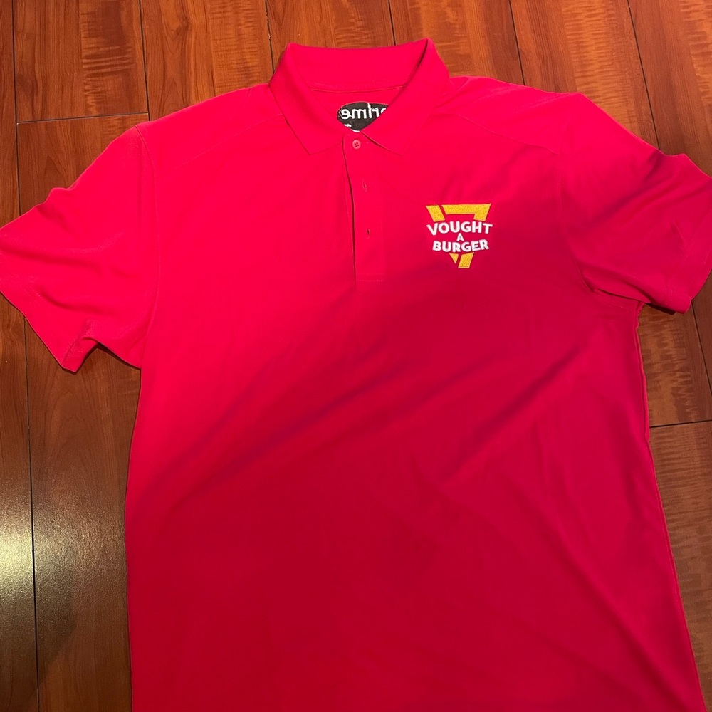 Vought A Burger med Polo shirt and a visor used for Promo for “Gen V” show